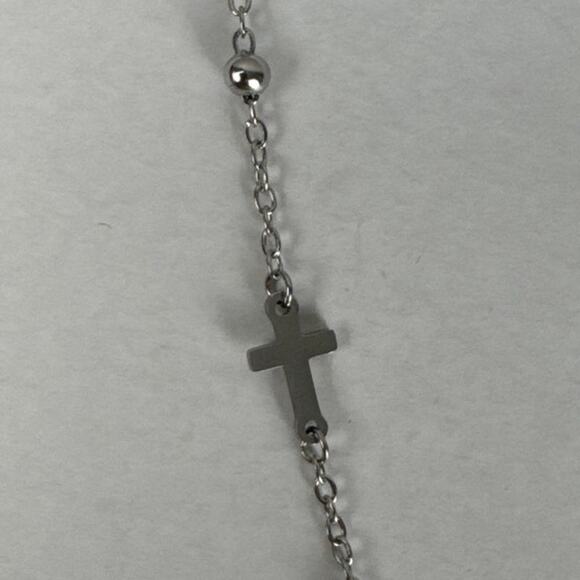 Stainless Steel Cross Bracelet Lobster Closure Dainty Silver Adjustable Jewelry - Picture 3 of 5